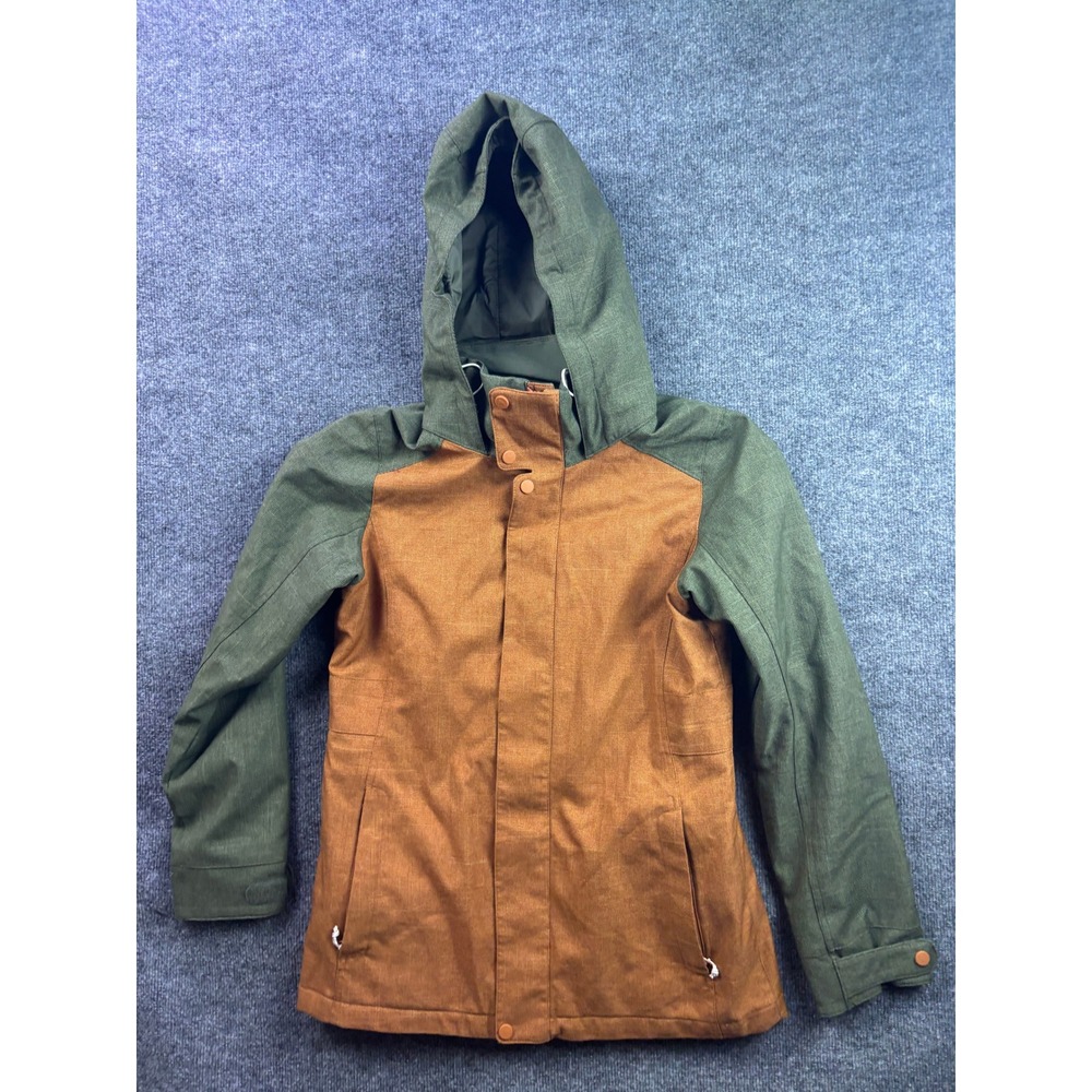 Burton Jet Set Jacket Womens Medium Orange Green Snowboard Ski Outerwear 10081